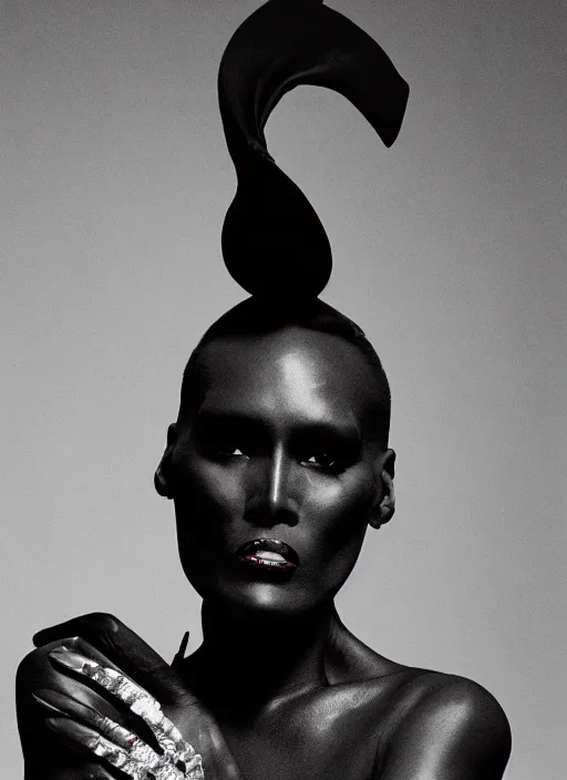 grace jones styled by nick knight posing set pieces, | Stable Diffusion ...