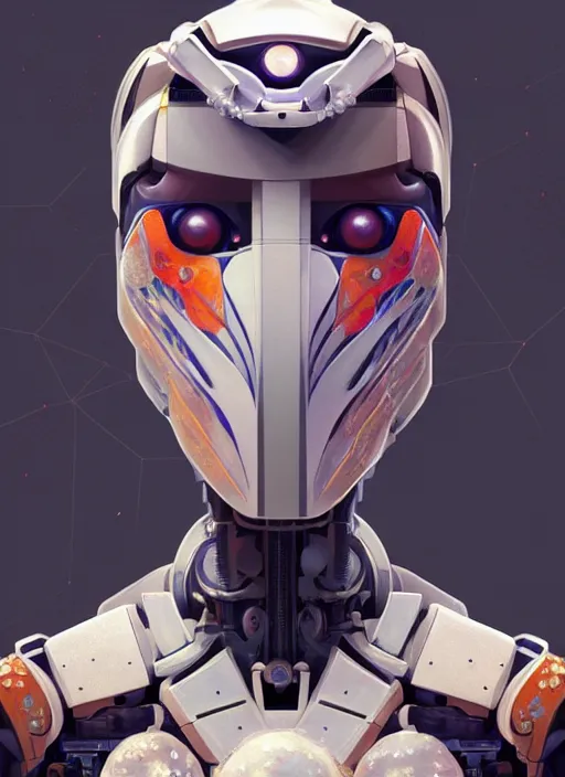 Prompt: symmetry!! portrait of a hybrid robot astronaut, machine face, floral! horizon zero dawn machine, intricate, elegant, highly detailed, digital painting, artstation, concept art, smooth, sharp focus, illustration, art by artgerm and greg rutkowski and alphonse mucha, 8 k