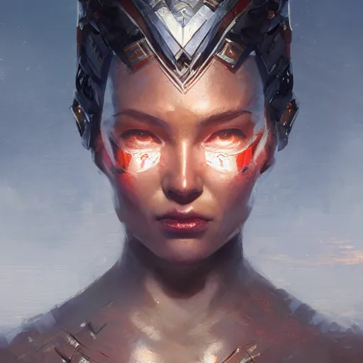 Image similar to a beautiful portrait of a iron goddess by greg rutkowski and raymond swanland, trending on artstation, ultra realistic digital art