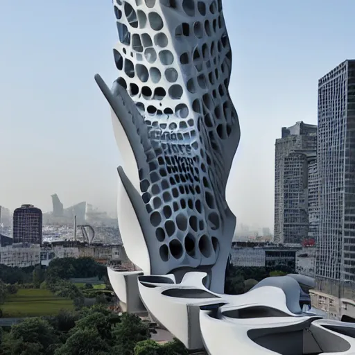 Image similar to 3d printed building, by zaha hadid