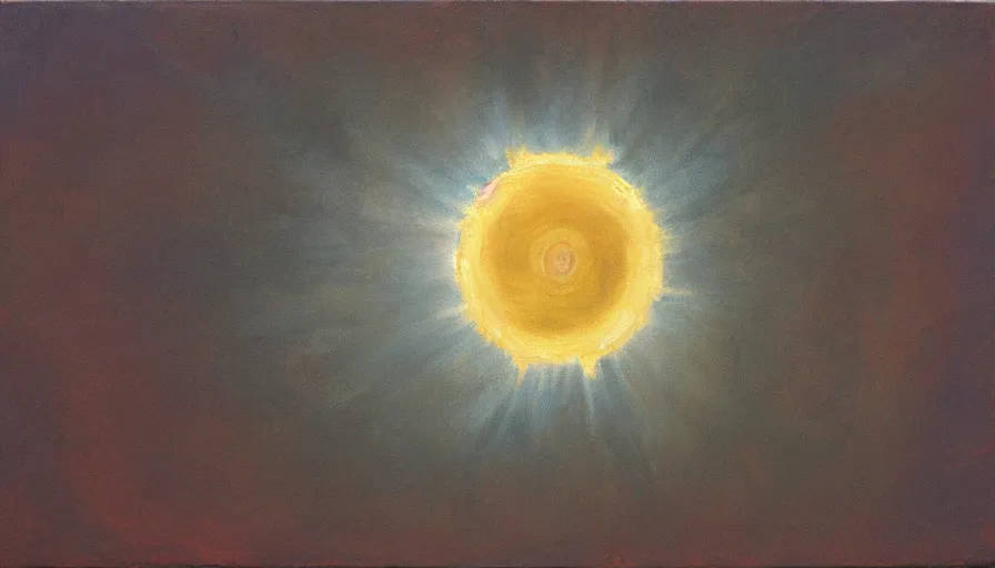 Image similar to the sun being blocked by a hexagon, seen from earth, oil painting