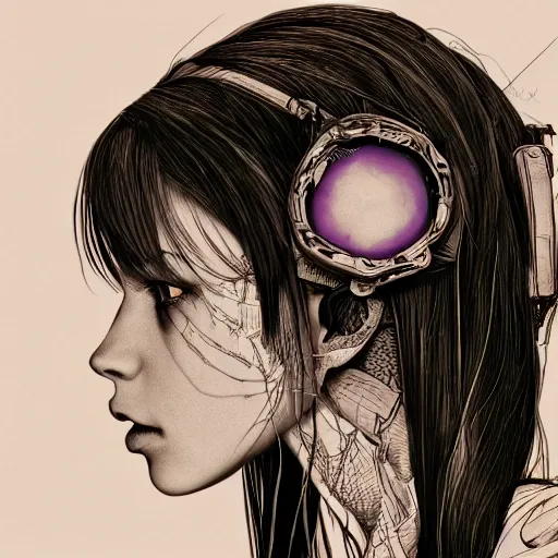 Image similar to the head of tifa lockhart partially made of potatoes roots and violets, an ultrafine detailed illustration by james jean, final fantasy, intricate linework, bright colors, behance contest winner, vanitas, angular, altermodern, unreal engine 5 highly rendered, global illumination, radiant light, detailed and intricate environment