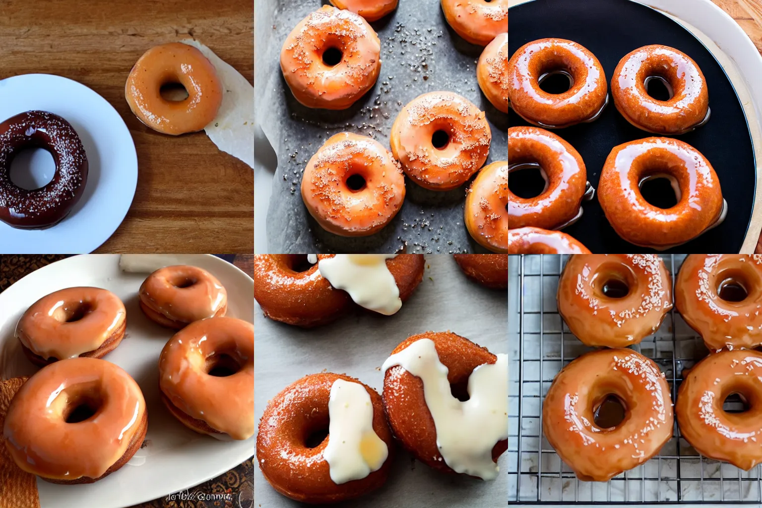 Prompt: delicious gravlax honey cream glazed donuts, food blog photo