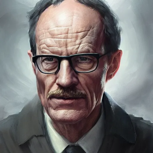 Prompt: portrait of a man by greg rutkowski, chancellor or the galactic alliance, he looks like brian cranston, star wars expanded universe, he is about 6 0 years old, wearing diplomatic clothes, highly detailed portrait, digital painting, artstation, concept art, smooth, sharp foccus ilustration, artstation hq