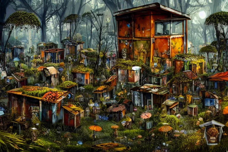 Prompt: elegance, favela graveyard honeybee hive, fungal forest environment, industrial factory, cheerful, award winning art, epic dreamlike fantasy landscape, ultra realistic,