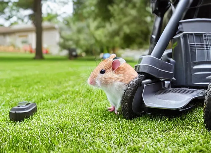 Image similar to hamster sitting on riding lawn mower