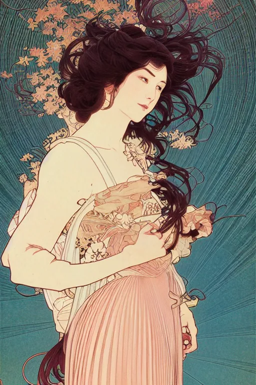 Prompt: beautiful portrait digital painting of a female, blush, pleated skirt, flowing hair, slim face, elegant, alphonse mucha, by yoichi hatakenaka, masamune shirow, josan gonzales and dan mumford, ayami kojima, takato yamamoto, barclay shaw, karol bak, yukito kishiro