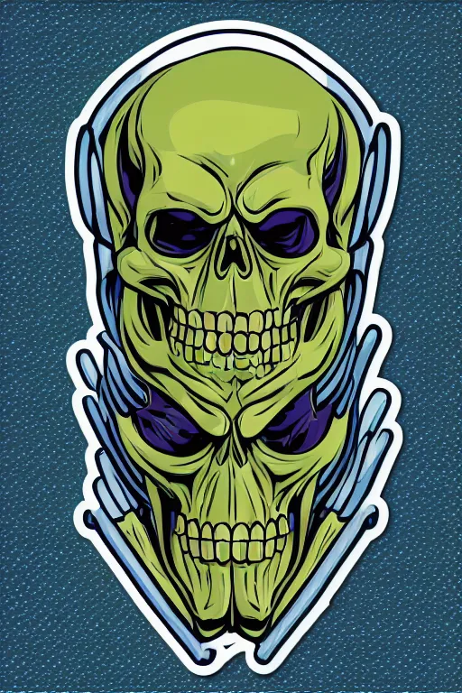 Image similar to A portrait of a skeletor that is a thug, sticker, colorful, illustration, highly detailed, smooth and clean vector curves, no jagged lines, vector art, smooth