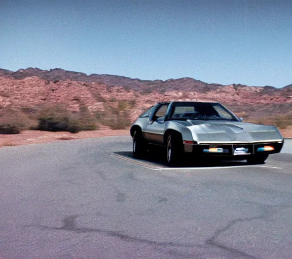 Prompt: a pov shot, color cinema film still of knight rider kitt pontiac, cinematic.