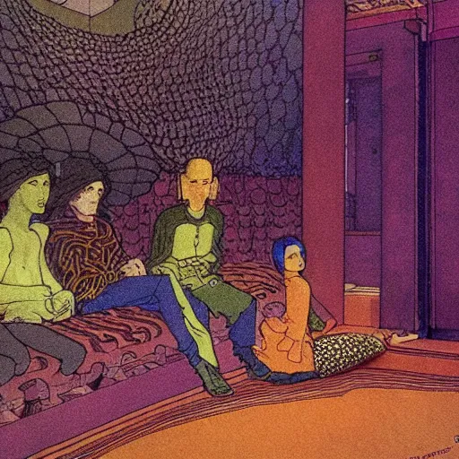 Prompt: highly detailed optical illusion of an dmt waiting room filled with magical energy by edmund dulac and android jones