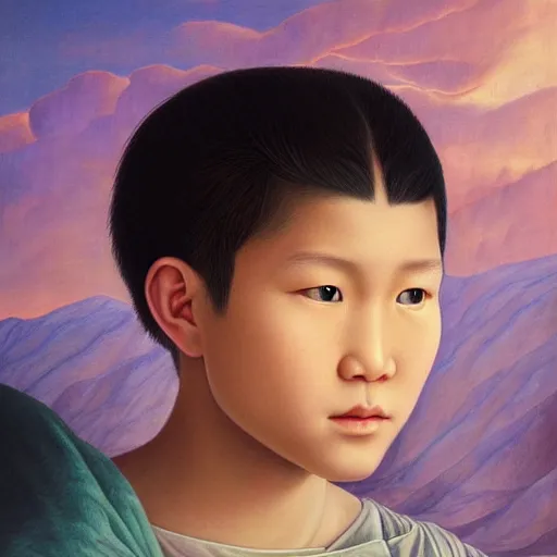 Prompt: a stunning portrait of yakut boy by Evelyn De Morgan and Ross Tran, rossdraws, fresco