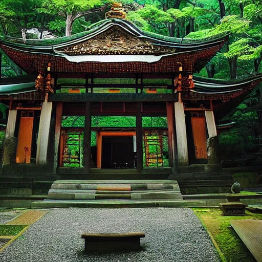 Image similar to a beautiful Zen Buddhist Forest Temple by Tomomi Abe