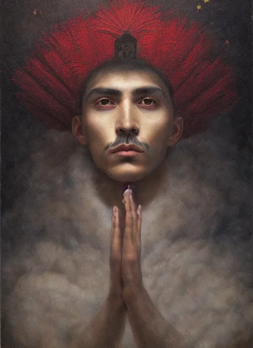 Prompt: portrait of a magical mexican boy in zacatecas mexico by agostino arrivabene and tom bagshaw and manuel sanjulian