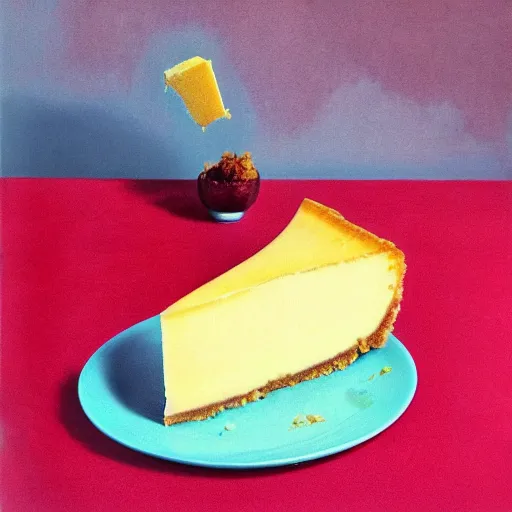 Image similar to piece of cheese cake in the style of salvadore dali
