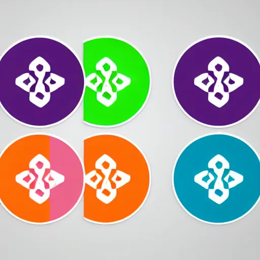 Prompt: a logo design based on electron oribals, radial symmetry, simplistic, orange and purple color scheme