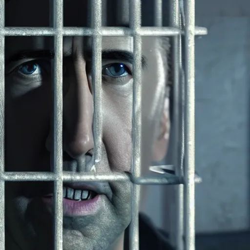 Image similar to hyperrealistic dslr film still of nicolas cage in a cage, stunning 8 k octane comprehensive 3 d render, inspired by istvan sandorfi & greg rutkowski & unreal engine, perfect symmetry, dim volumetric cinematic lighting, extremely hyper - detailed, extremely lifelike attributes & lifelike texture, intricate, masterpiece, artstation, stunning