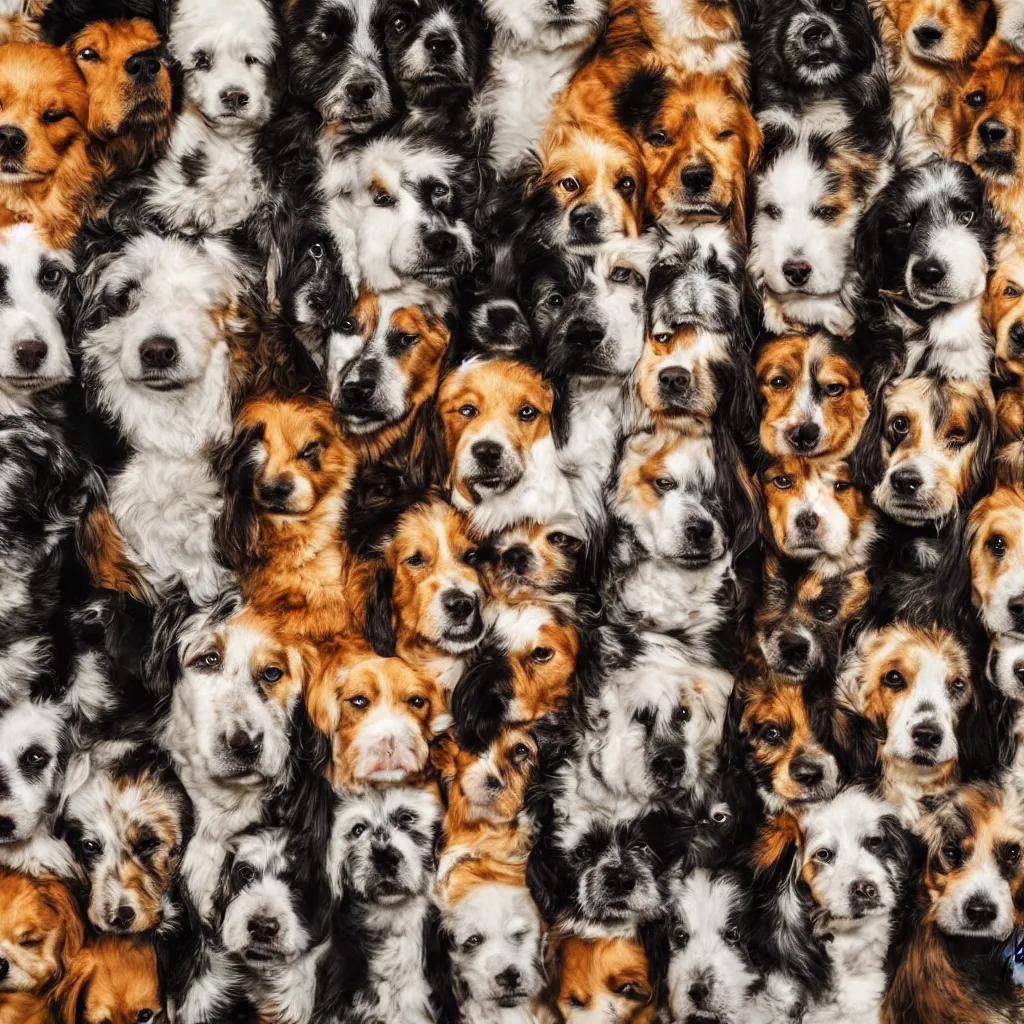 Prompt: a close up of a wall made of multiple dogs, a photo by fred a. precht, shutterstock contest winner, dye - transfer, ultrafine detail, uhd image