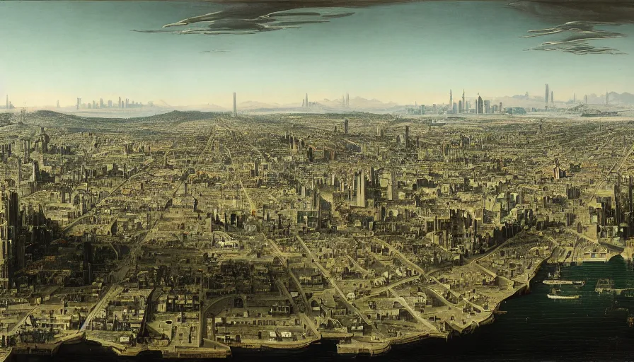 Prompt: planetary city of san francisco by ansel adams and bernardo bellotto