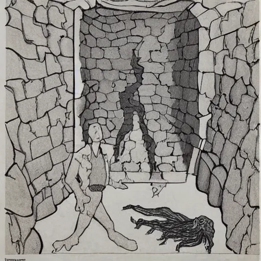 Image similar to by michael heizer, by gwen john coloring - in sheet experimental. the conceptual art features a group of monsters who live in a castle & have to deal with frankenstein's monster.