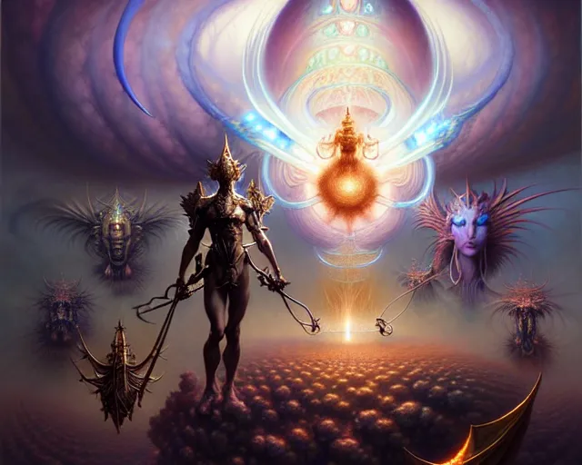 Image similar to the army of heaven, fantasy character portrait made of fractals facing each other, ultra realistic, wide angle, intricate details, the fifth element artifacts, highly detailed by peter mohrbacher, hajime sorayama, wayne barlowe, boris vallejo, aaron horkey, gaston bussiere, craig mullins