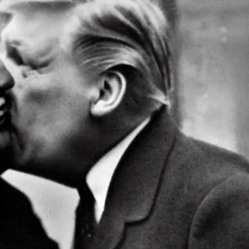 Image similar to still of donald trump kissing adolf hitler