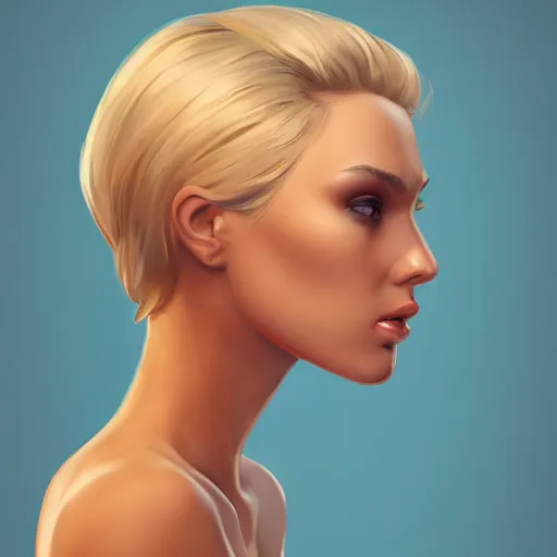 Prompt: a beautiful blonde woman with smooth face and smooth jawline, artstation, digital art, detailed, sharp