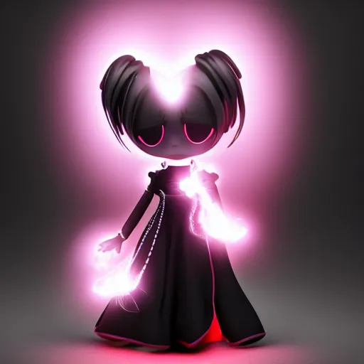 Image similar to cute fumo plush of a pure vantablack arachnid girl with a white glowing heart, lens flare, gothic regal, vray, sparks and liquid fire