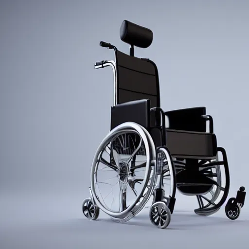 Prompt: a 3d render of a wheelchair of the future, ultra detailed, realism, 8k, octane render, unreal engine
