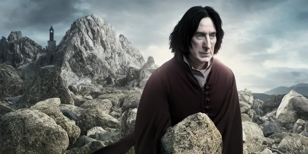 Prompt: severus snape in a grape, severus snape from harry potter inside a grape, severus snape, snape with his body replaced by a grape, severus snape, realistic, photography, mountainside, cinematic shot, motion blur