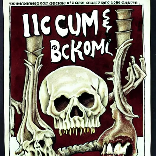 Image similar to ice cream of the macabre, skin and bones flavour, scops in skull, flesh, blood, evil, horror