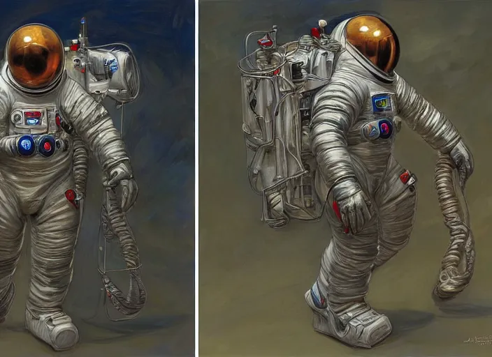 Image similar to Character front and back view of Astronaut by Donato Giancola, Trending on artstation and pixiv