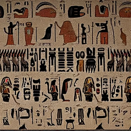 Image similar to emoji hieroglyphs found in a tomb in Egypt