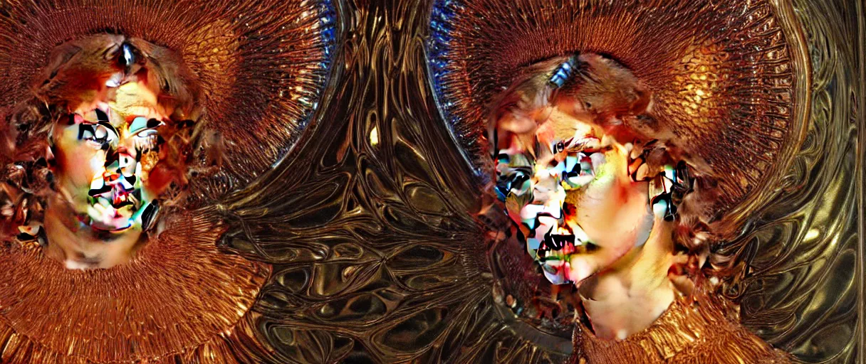 Image similar to hyperrealist highly detailed english medieval portrait of high fashion archangel wrapped in ferrofluid liquid, by Annie Swynnerton and Tino Rodriguez and Maxfield Parrish, elaborately costumed, rich color, dramatic cinematic lighting, extremely detailed, radiating atomic neon corals, concept art pascal blanche dramatic studio lighting 8k wide angle shallow depth of field