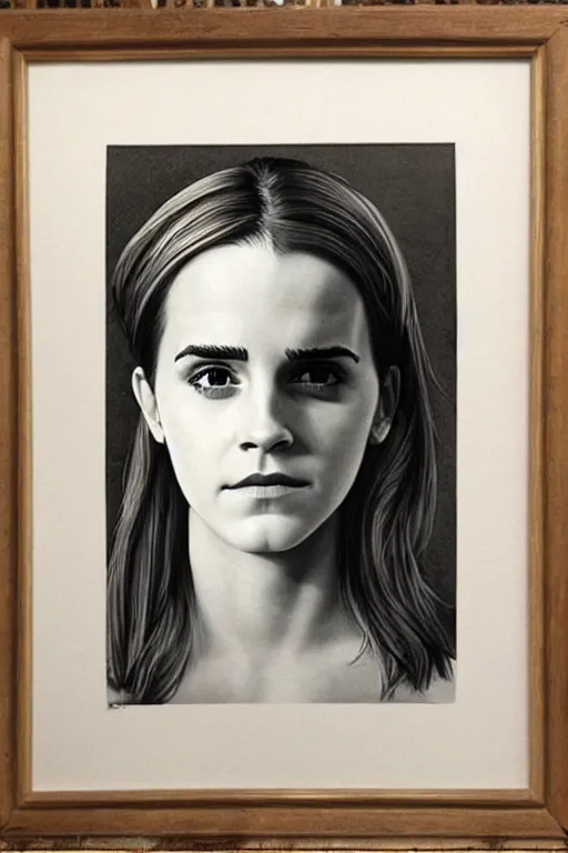 Prompt: ultra realistic emma watson face portrait in the style of grant wood