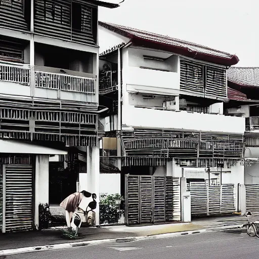 Prompt: a shophouse in a singaporean housing estate, by satoshi kon