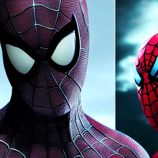 Image similar to characters portrait of Spiderman merged with MoonKnight, merged character, 4k, highly detailed, cinematic lighting