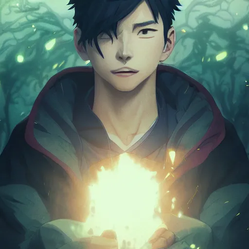 Image similar to a japanese anime hero, highly detailed vfx portrait, unreal engine, greg rutkowski, loish, rhads, caspar david friedrich, makoto shinkai and lois van baarle, ilya kuvshinov, rossdraws, elegent, tom bagshaw, alphonse mucha, global illumination, detailed and intricate environment.