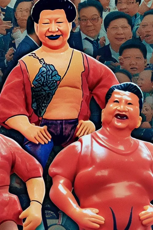 Image similar to detailed illustration, xi jinping as a 1 9 8 0 s wrestling action figure, 习 近 平