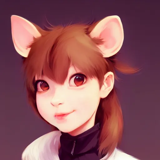 Image similar to character design portrait of a cute anthropomorphic furry rat girl with rat ears, looking at the camera, smiling, 4 k, concept art, by wlop, ilya kuvshinov, artgerm, krenz cushart, pixiv.