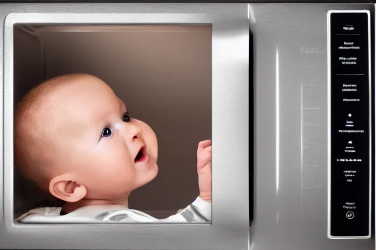 Prompt: a baby inside of a microwave, high detailed, 8k