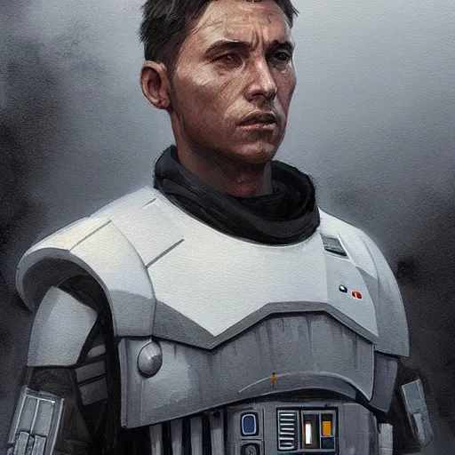 Image similar to portrait of a man by greg rutkowski, a soldier of the galactic federation wearing a gray and black tactical gear, star wars expanded universe, highly detailed portrait, digital painting, artstation, concept art, smooth, sharp foccus ilustration, artstation hq