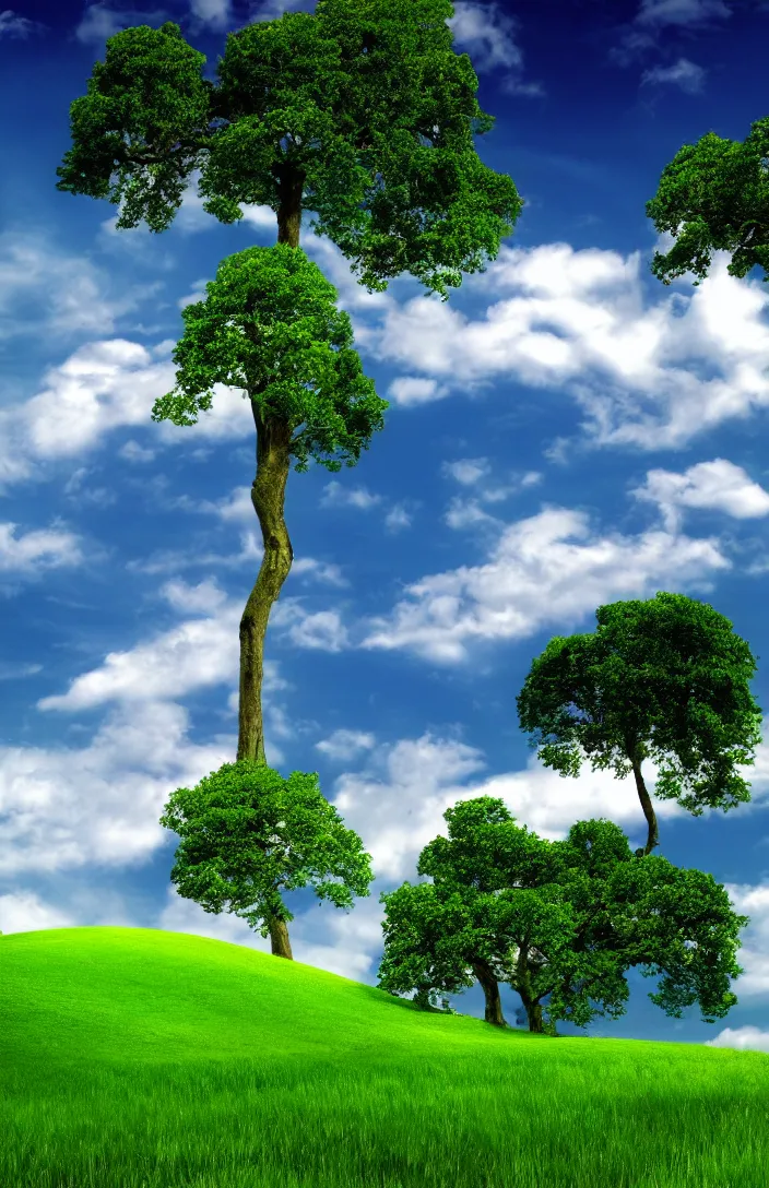 Image similar to windows XP bliss with tree wallpaper