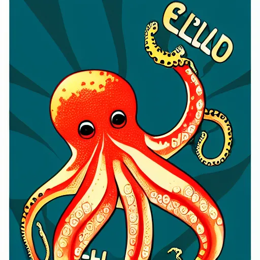 Image similar to highly detailed illustration of octopus holding hamburger, poster, symmetrical