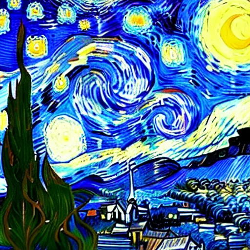 Image similar to van gogh painting space Donald tusk