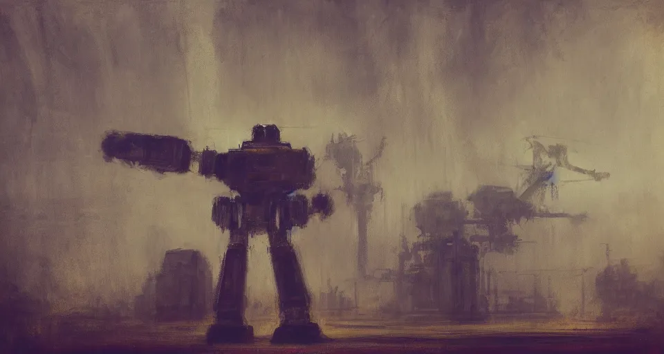 Image similar to Mech robot industrial complex. By Joseph Mallord William Turner, fractal flame, highly detailded