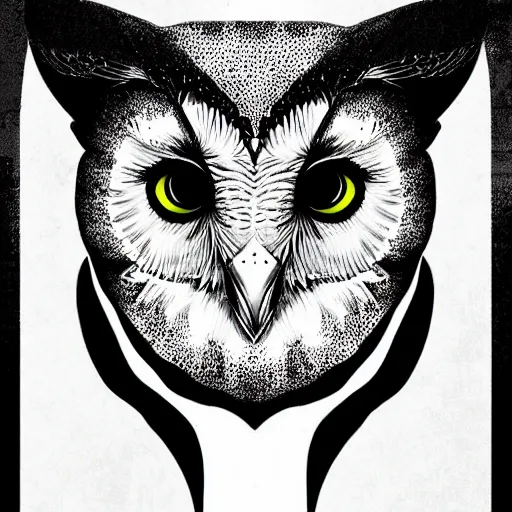 Prompt: a barn owl, digital art, stylized, dripping paint, black and white, concept art, painting
