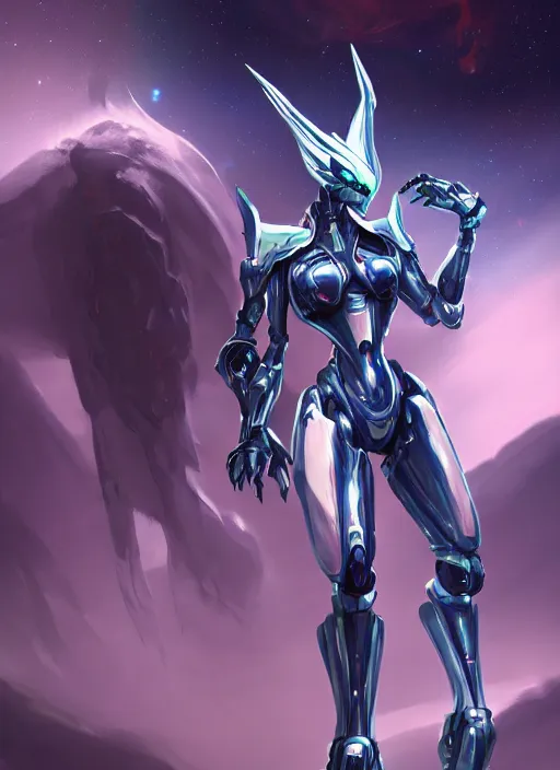 Image similar to cinematic goddess shot, cosmic sized perfectly proportioned stunning beautiful hot anthropomorphic robot mecha female dragon, nebula background, larger than galaxies, holding milky way, sharp detailed claws, sleek silver armor, epic proportions, epic size, epic scale, ultra detailed digital art, furry art, macro art, dragon art, giantess art, warframe fanart, furaffinity, deviantart