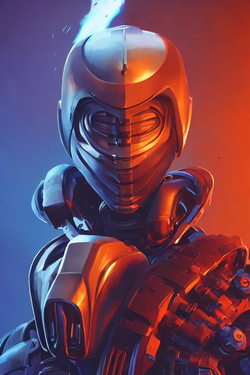 Image similar to epic mask helmet robot ninja portrait stylized as fornite style game design fanart by concept artist gervasio canda, behance hd by jesper ejsing, by rhads, makoto shinkai and lois van baarle, ilya kuvshinov, rossdraws global illumination radiating a glowing aura global illumination ray tracing hdr render in unreal engine 5