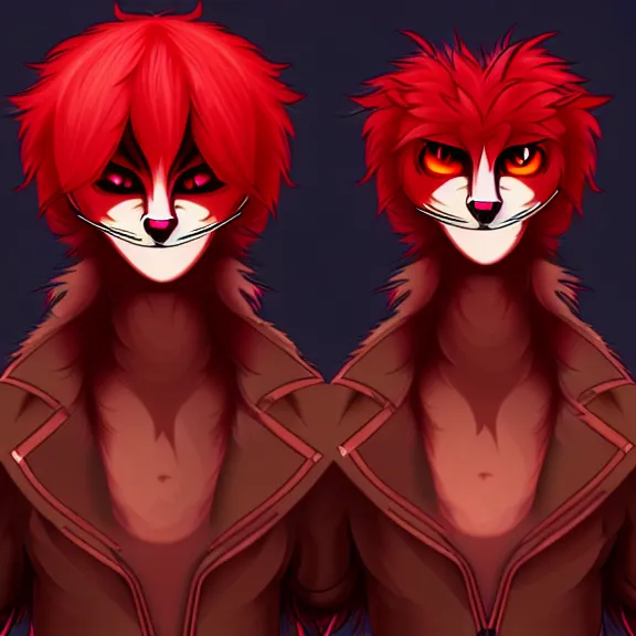 Image similar to furry - male - red - black - weasel - necromancer - fursona uhd ue 5 visual novel pc game expressions