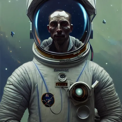 Image similar to portrait of a vicotrian astronaut man in suit by darek zabrocki and greg ruthkowski, alphonse mucha, simon stalenhag and cinematic and atmospheric, concept art, artstation, trending on artstation